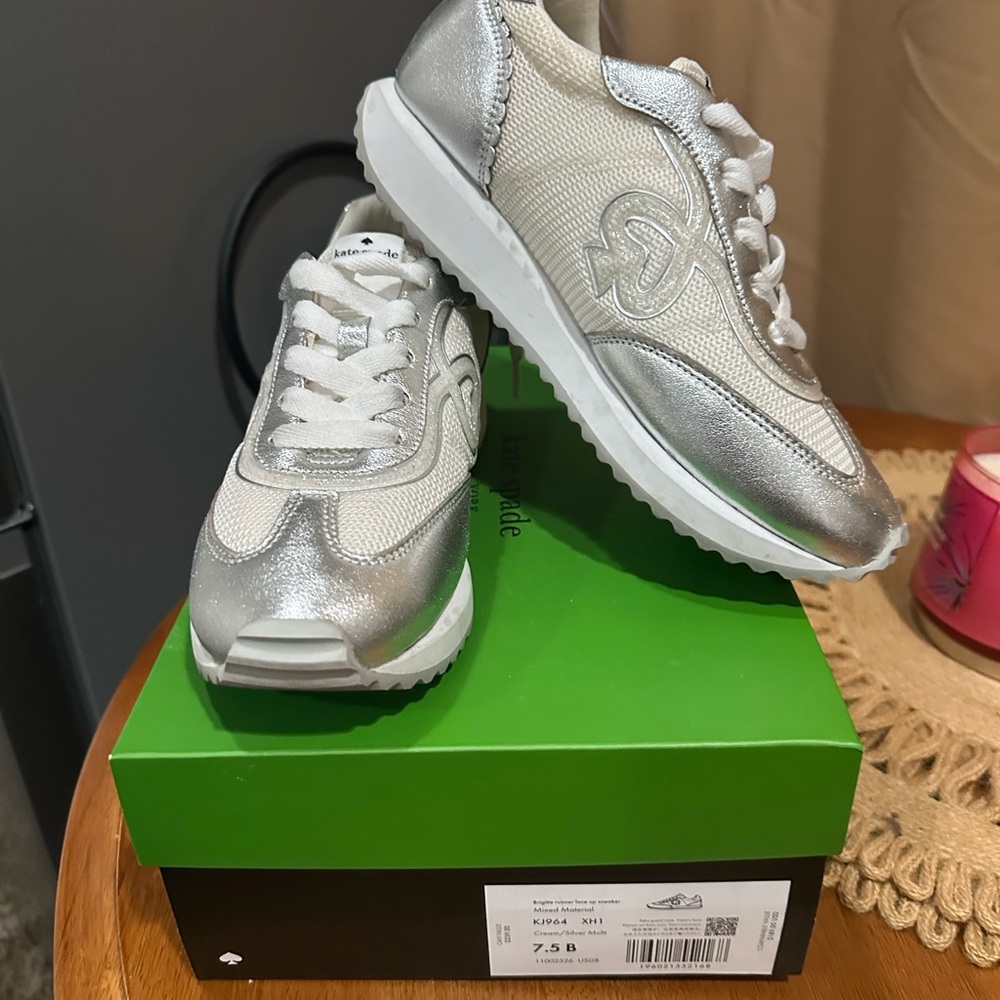 Kate Spade Silver & White Women's Runner Sneaker